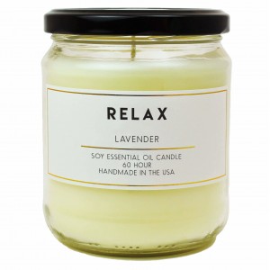 Bungalow Rose Relax Lavender Essential Oil Soy Scented Jar Candle BAFO1013